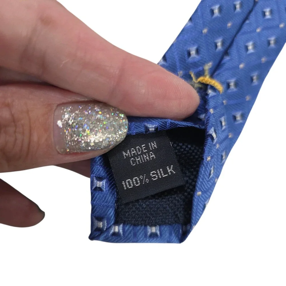 Nautica Mens Necktie Blue Gray Argyle Diamond Silk‎ Woven Classic Designer